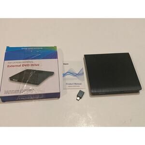 Ziweo Pop Up Mobile External DVD Drive LT801 With USB C Adapter Black